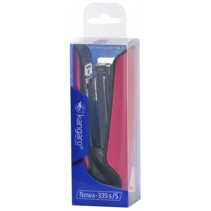 Zszywacz KANGARO Nowa-335S/S, zszywa do 30 kartek, metalowy, w pudełku PP, różowy