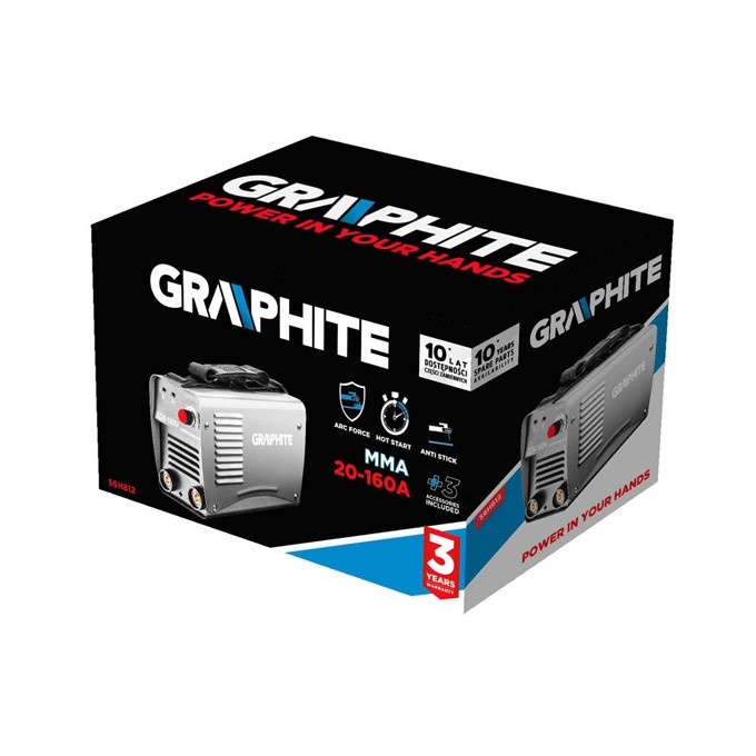 Spawarka inwerterowa, 56H812, 230V, 160A, uchwyt, zabezpieczenie przeciwzwarciowe, Graphite