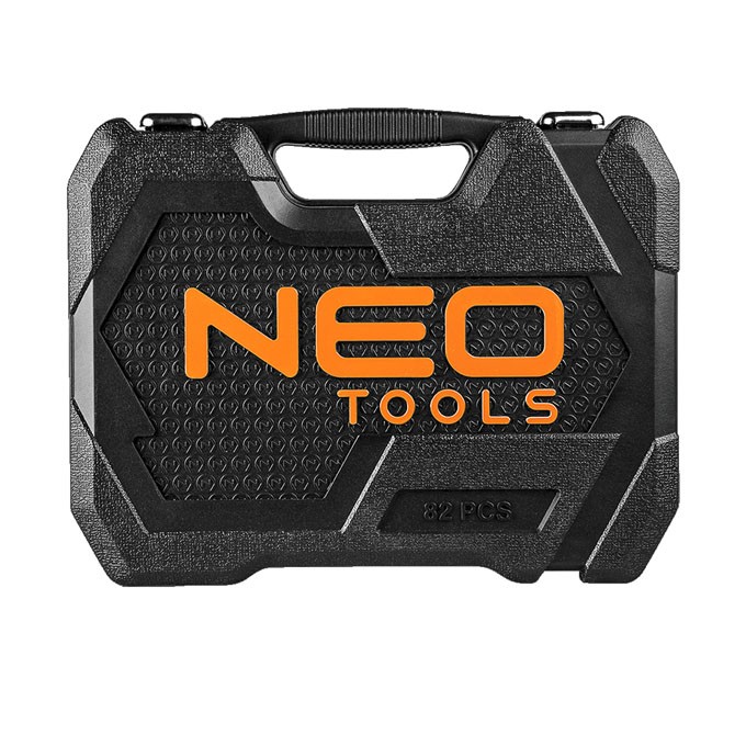 Zestaw kluczy nasadowych08-672, nasadki sześciokątne, klucze płaskie, bity,, ze stali chromowo-wanadowej, Neo Tools, 