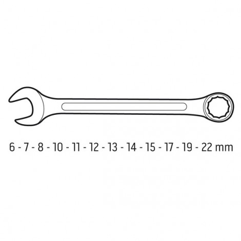 Zestaw kluczy płasko-oczkowych09-752, Zestaw 12 szt, 6-22 mm, NEO TOOLS