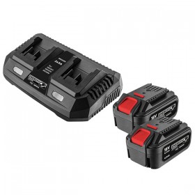 Zestaw, podwójna ładowarka + akumulatory 2x 4Ah23058GE134Energy+Graphite