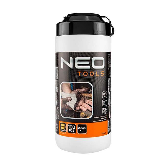 Chusteczki10-407do mycia rąk, usuwaniu trudnych zabrudzeń, 100 sztNEO TOOLS