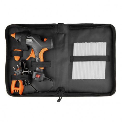 Pistolet na klej zestawa 12 kusů tavných tyčinek1160/100NEO TOOLS17-1003 chrániče na prsty, látkové pouzdro