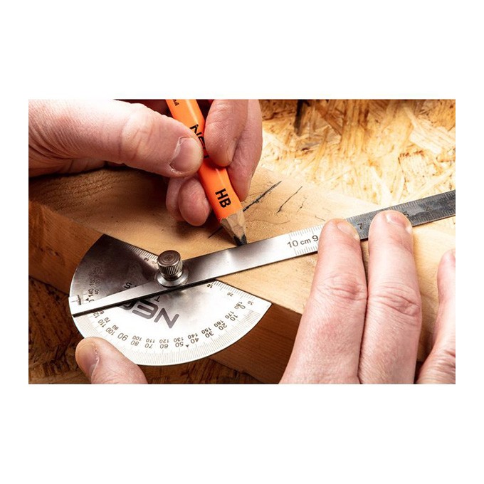 Kątomierz z linijką NEO TOOLS 0-100 mm, linijka, kątomierz, stal nierdzewna