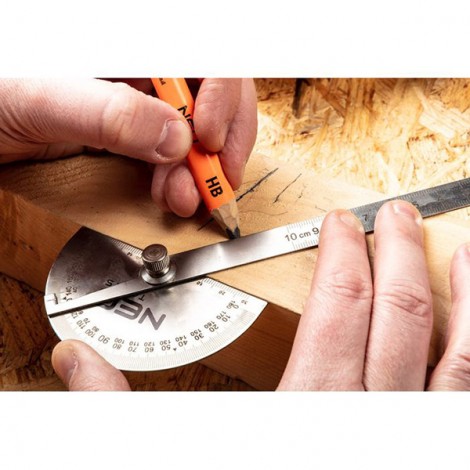Kątomierz z linijką NEO TOOLS 0-100 mm, linijka, kątomierz, stal nierdzewna