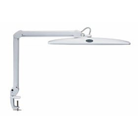 Lampka LED na biurko MAULwork, 21W, ze ściemniaczem, mocowana zaciskiem, biała