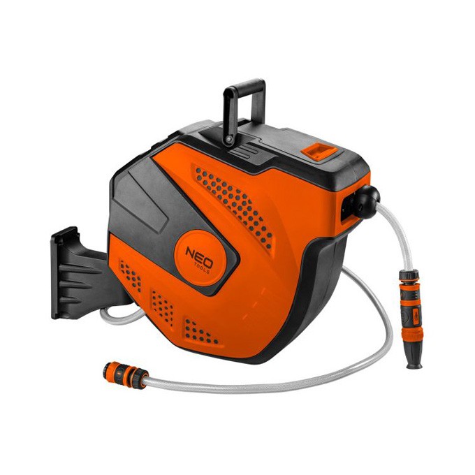 NEO TOOLS Wąż z automatycznym zwijaczem łącznie z wężem ogrodowym, 20+2m, 10bar, pomarańczowo-czarny, 15-891