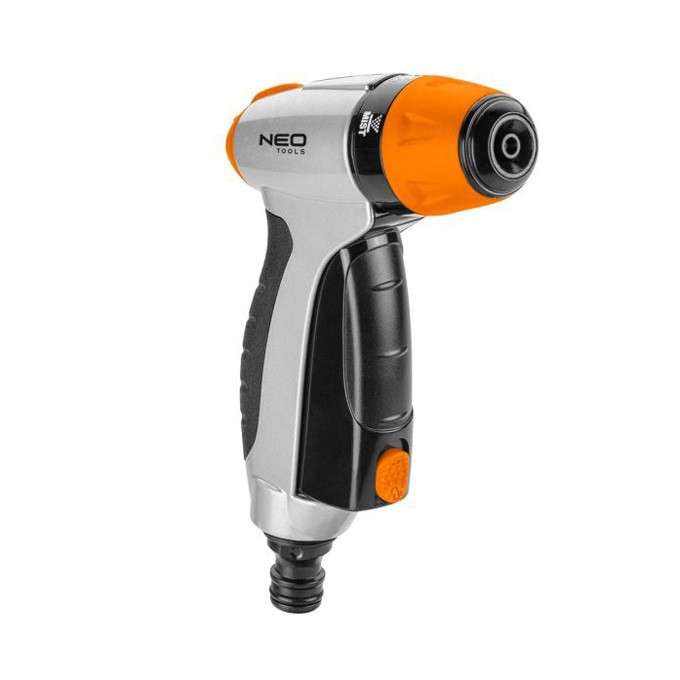 NEO TOOLS Zraszacz pistoletowy 3 funkcje, blokada spustu, pomarańczowo-czarna, 15-705