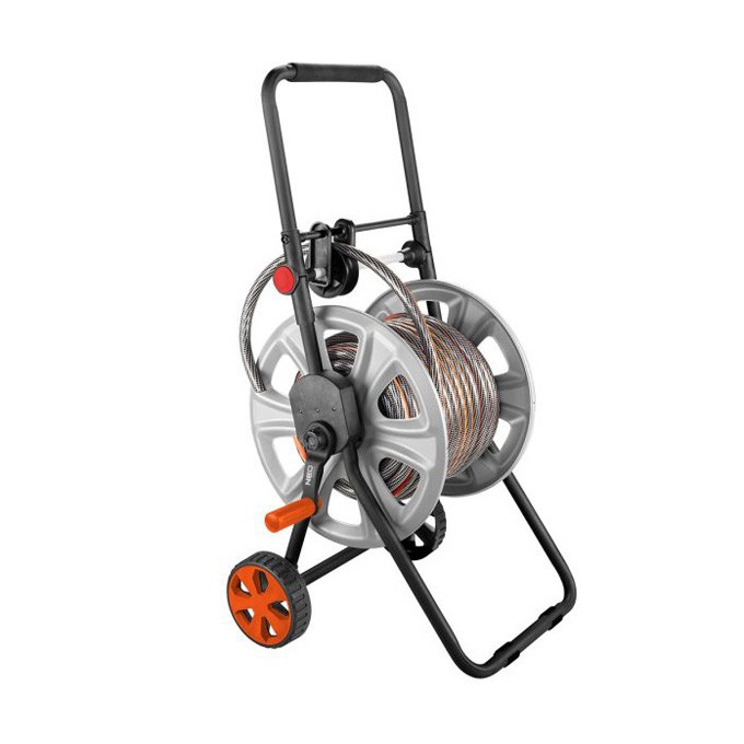 NEO TOOLS Wózek na wąż ogrodowy z prowadnicą do 60m 1/2" lub 20m 3/4", szaro-czarny, 15-792