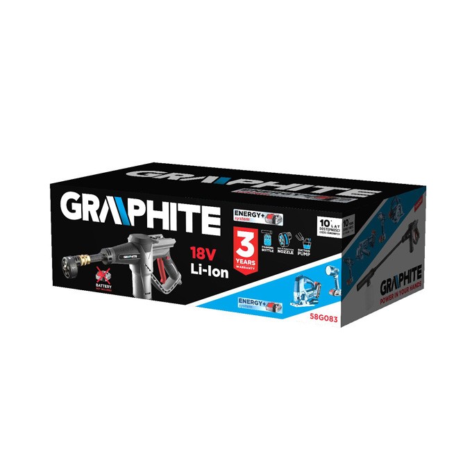 Graphite Myjka ciśnieniowa akumulatorowa 58G083, 19bar, 170l/min.