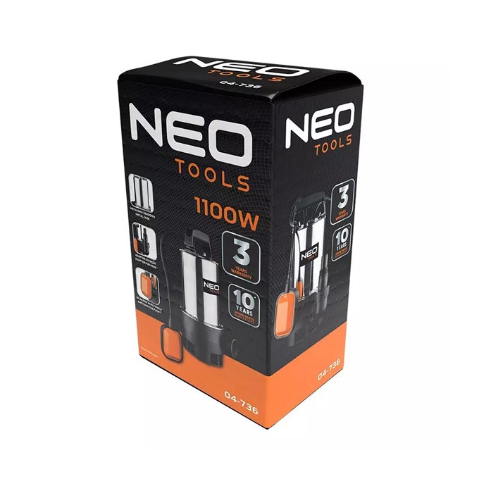 Neo Tools Pompa zanurzeniowa 04-736, 1100W, 18000l/hod., 7m