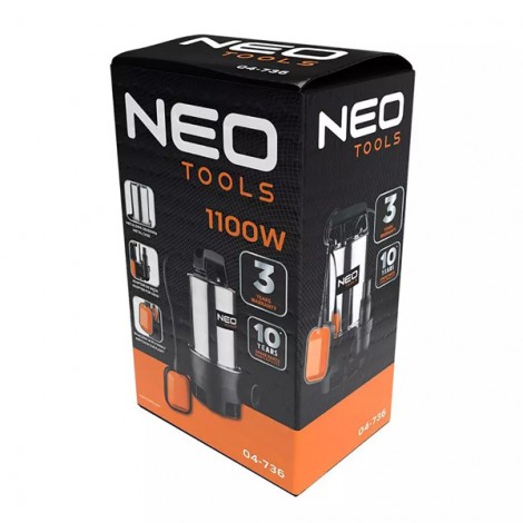 Neo Tools Pompa zanurzeniowa 04-736, 1100W, 18000l/hod., 7m Neo Tools Pompa zanurzeniowa 04-736, 1100W, 18000l/hod., 7m