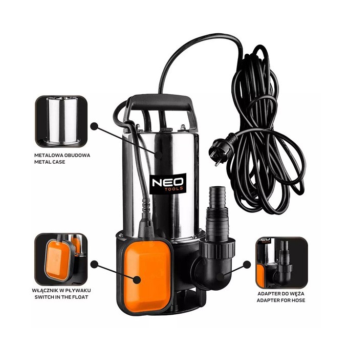 Neo Tools Pompa zanurzeniowa 04-736, 1100W, 18000l/hod., 7m