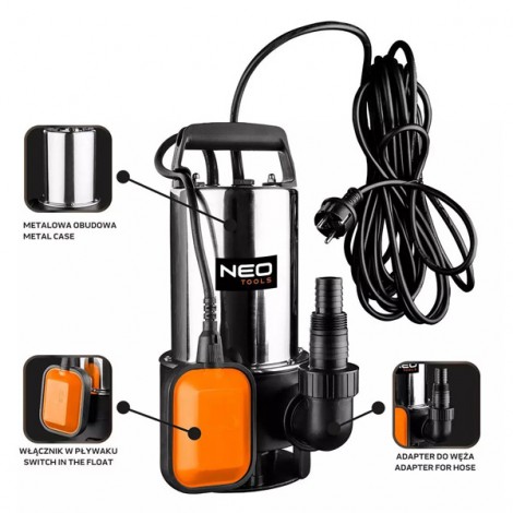 Neo Tools Pompa zanurzeniowa 04-736, 1100W, 18000l/hod., 7m Neo Tools Pompa zanurzeniowa 04-736, 1100W, 18000l/hod., 7m