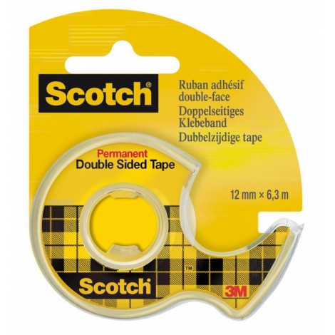 Taśma biurowa, dwustronna SCOTCH® (136D), z dyspenserem, 12mm, 6, 3m