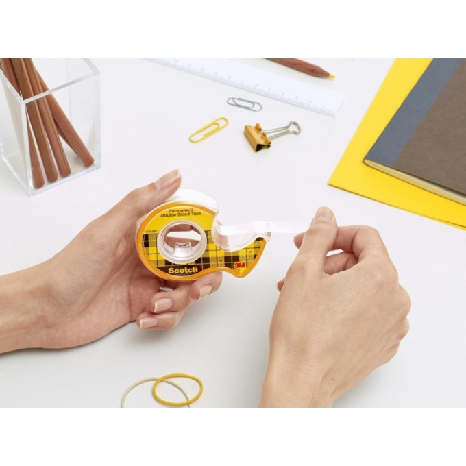 Taśma biurowa, dwustronna SCOTCH® (136D), z dyspenserem, 12mm, 6, 3m