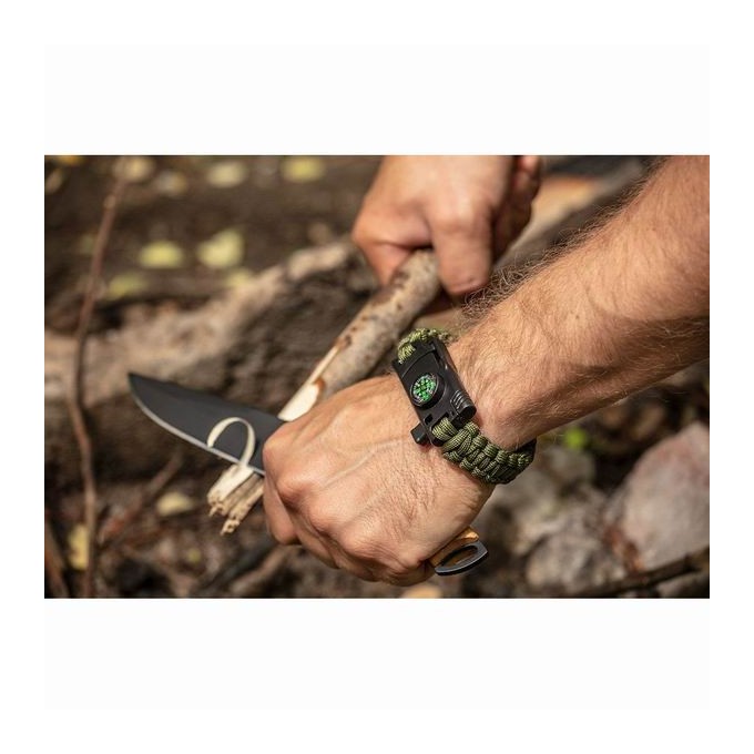 Neo Tools Bransoletka survivalowa 5w1 vlasec, podpalovač, kompas, nůž, píšťalka