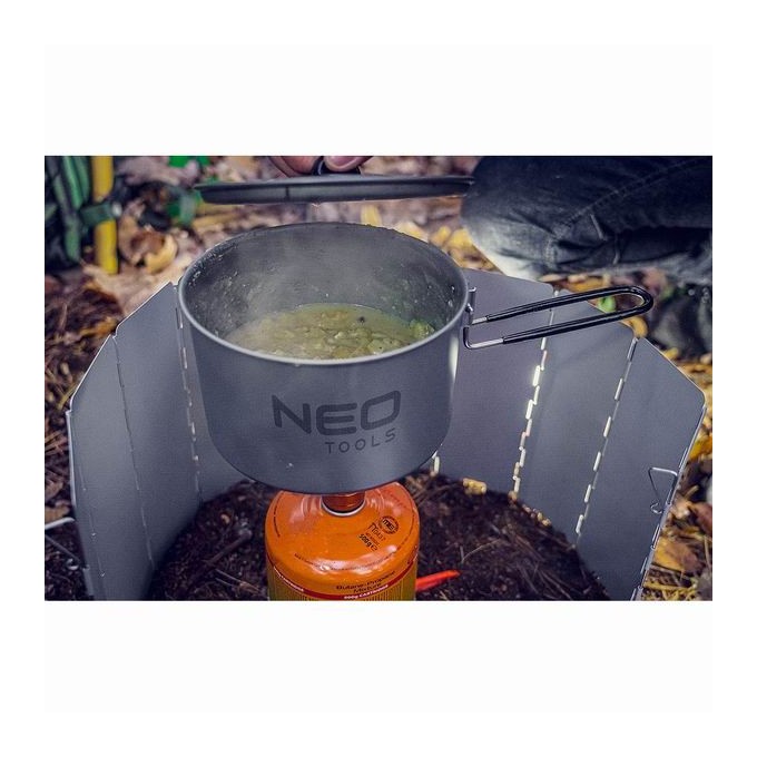 Naczynia turystyczne 3 w 1 szara, aluminium, 63-145, garnek, patelnia, czajnik, Neo Tools