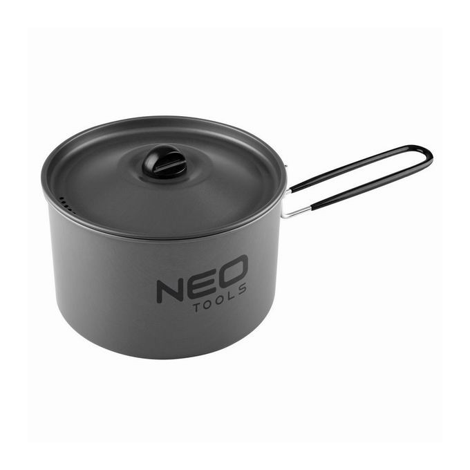 Naczynia turystyczne 3 w 1 szara, aluminium, 63-145, garnek, patelnia, czajnik, Neo Tools