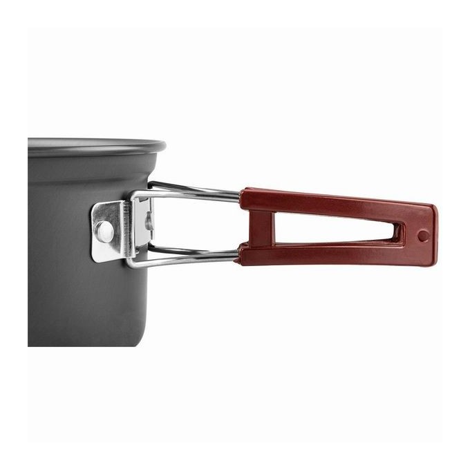 Naczynia turystyczne 7 w 1 Turystyka, szara, aluminium, garnek, patelnia, 2x talerze, chochla, łopatka,, Neo Tools