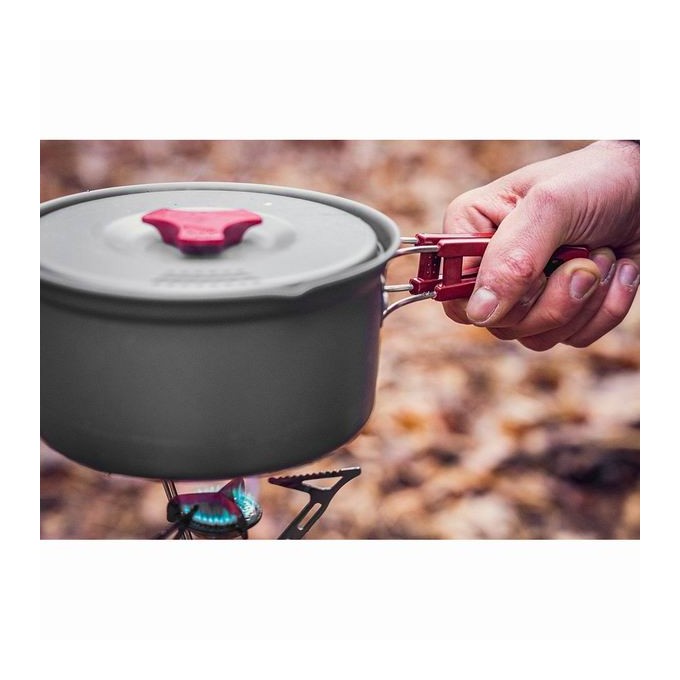 Naczynia turystyczne 7 w 1 Turystyka, szara, aluminium, garnek, patelnia, 2x talerze, chochla, łopatka,, Neo Tools