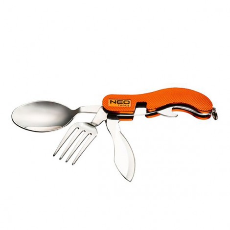 Neo Tools Narzędzie wielofunkcyjne - multitool, hliník, 100mm, 3w1, nóż, widelec, łyżka Neo Tools Narzędzie wielofunkcyjne - multitool, hliník, 100mm, 3w1, nóż, widelec, łyżka