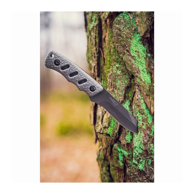 Neo Tools Nóż typu full tang, nerezová ocel, 165mm, 94mm, gumowany uchwyt, nylonowe etui