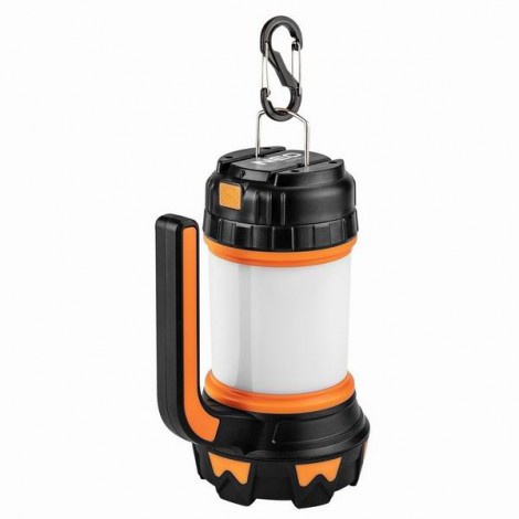 Lampa biwakowa 3w1, 1x1200 mAh, aluminium, czarna, 4 rodzaje oświetlenia, power bank, ładowanie USB