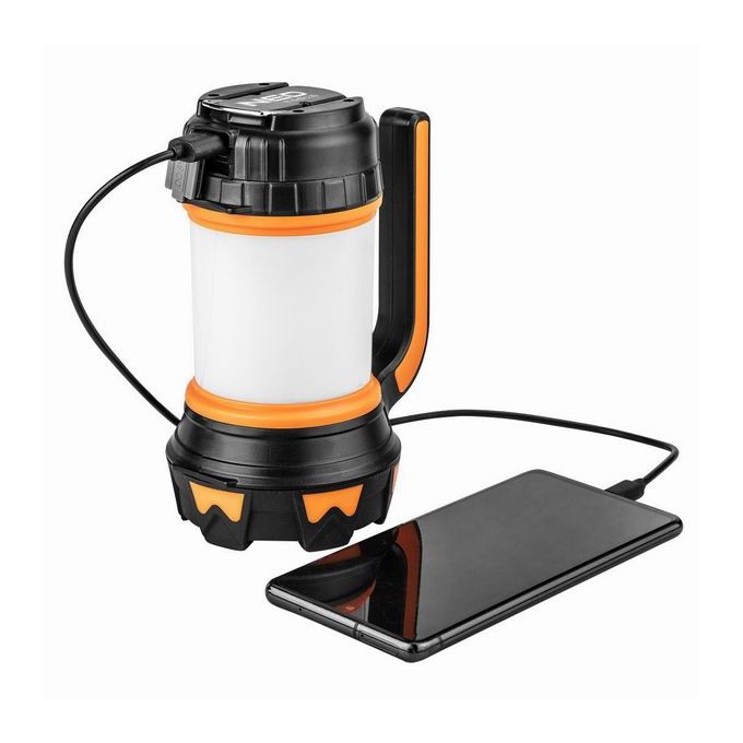 Lampa biwakowa 3w1, 1x1200 mAh, aluminium, czarna, 4 rodzaje oświetlenia, power bank, ładowanie USB
