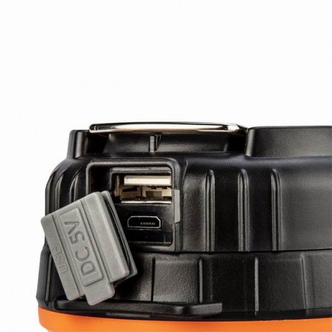 Lampa biwakowa 3w1, 1x1200 mAh, aluminium, czarna, 4 rodzaje oświetlenia, power bank, ładowanie USB