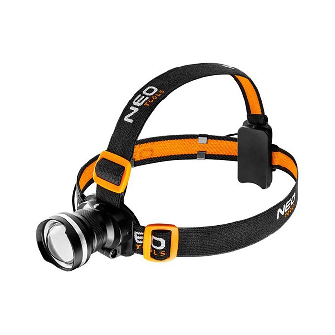 Lampka czołowa led, 3xAAA, aluminium, czarna, Funkcja zoom, 3 rodzaje świecenia