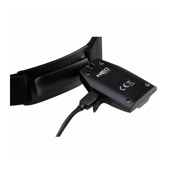 Latarka czołowa z możliwością ładowania, 500 mAh, aluminium, czarna, czujnik ruchu, IPX4