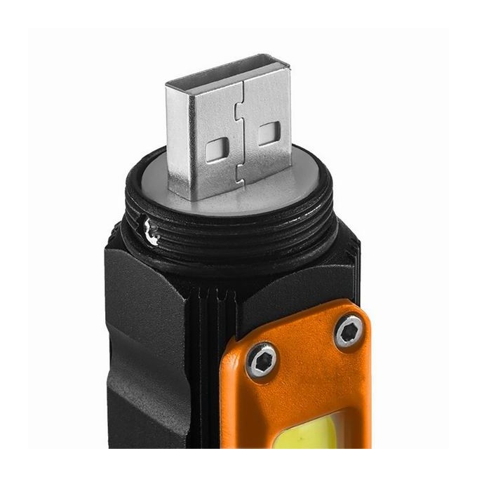 Latarka akumulatorowa, 1xLED, 1x2000 mAh, czarna, IP20, 5 funkcji, moc 3 W