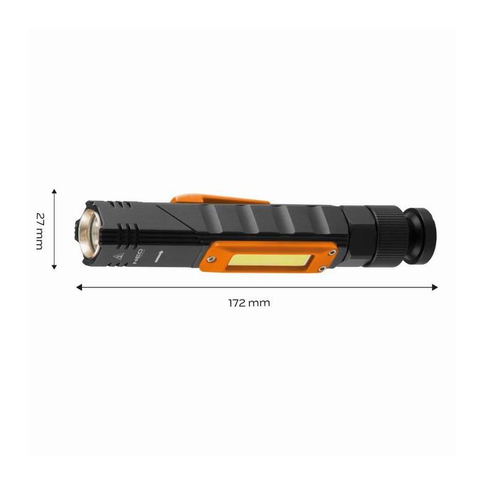 Latarka akumulatorowa, 1xLED, 1x2000 mAh, czarna, IP20, 5 funkcji, moc 3 W