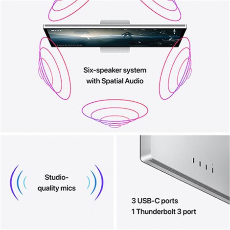 Apple Studio Display, Retina Standard Glass, 27", 5120 x 2880 (5K UHD), srebrny, Stojak z możliwością regulacji Apple Studio Display, Retina Standard Glass, 27", 5120 x 2880 (5K UHD), srebrny, Stojak z możliwością regulacji