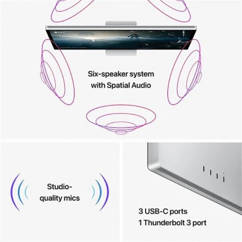 Apple Studio Display, Retina Nano-Texture Glass, 27", 5120 x 2880 (5K UHD), srebrny, Mocowanie VESA (bez podstawy) Apple Studio Display, Retina Nano-Texture Glass, 27", 5120 x 2880 (5K UHD), srebrny, Mocowanie VESA (bez podstawy)