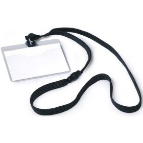 Identyfikator z czarną smyczą Durable 90x60mm