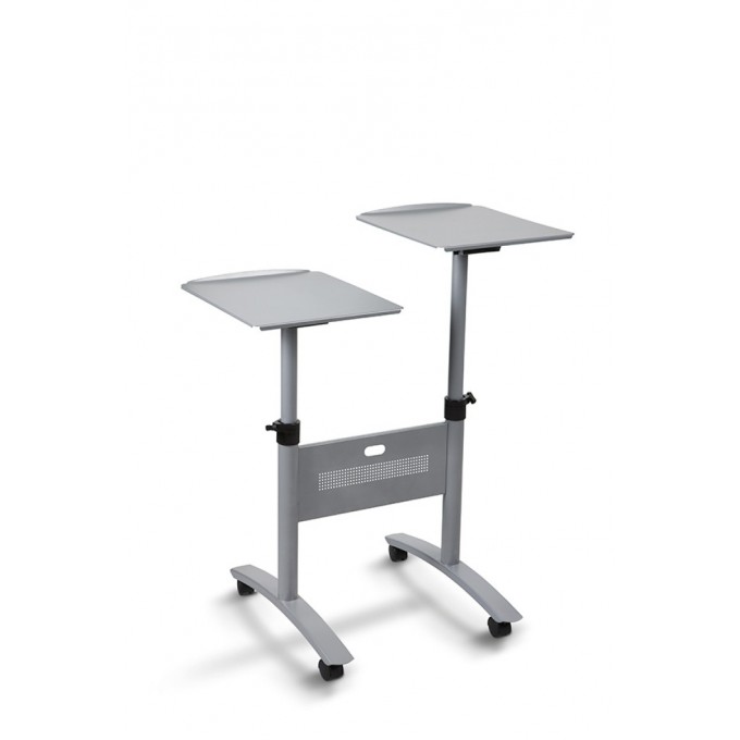 Stolik multimedialny do projekcji NOBO, mobilny, metalowy, dwupoziomowy, srebrny