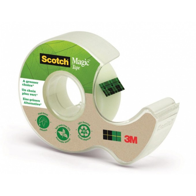 Taśma biurowa ekologiczna SCOTCH® Magic™ (9-1920D), matowa, z dyspenserem, 19mm, 20m