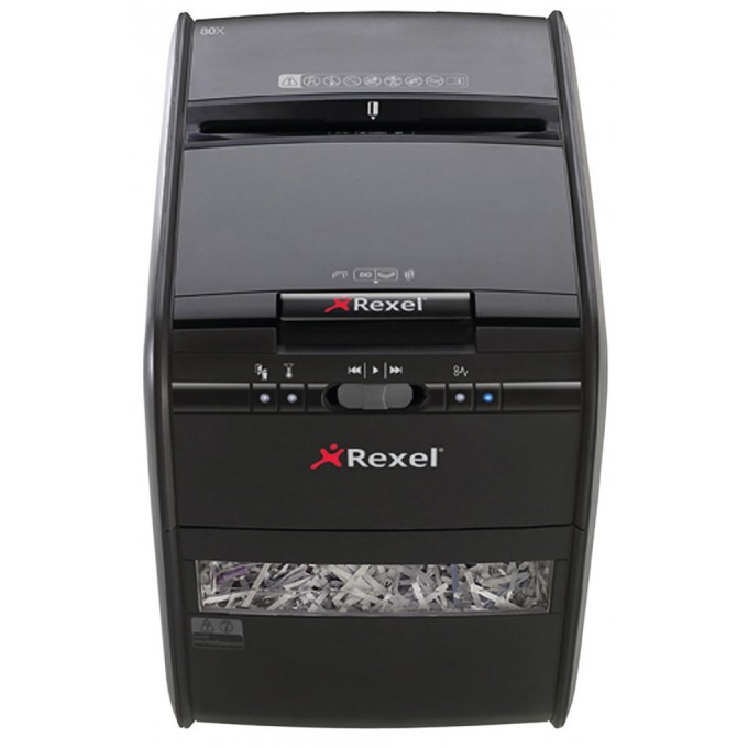 Niszczarka automatyczna REXEL Auto+ 80X, konfetti, P-3, 80 kart., 20l, karty kredytowe, czarna