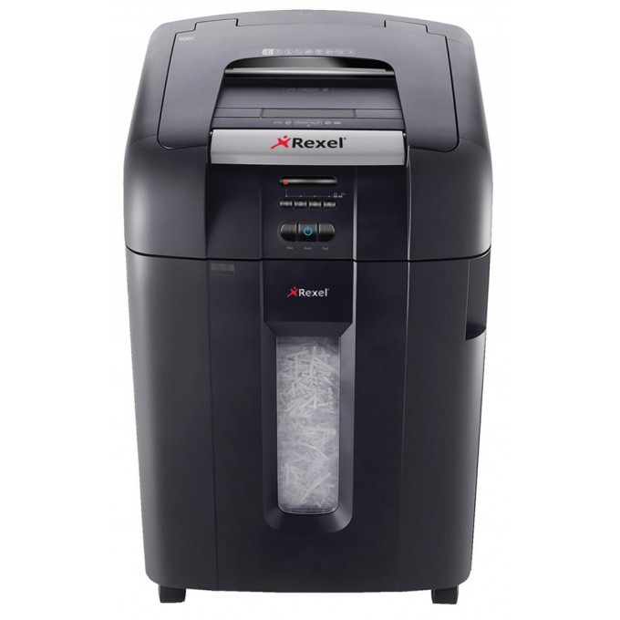 Niszczarka automatyczna REXEL Auto+ 500X, konfetti, P-4, 500 kart., 80l, karty kredytowe/CD, czarna