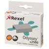 Zszywki REXEL Odyssey, 9mm, 2500szt., wysokowydajne, srebrne