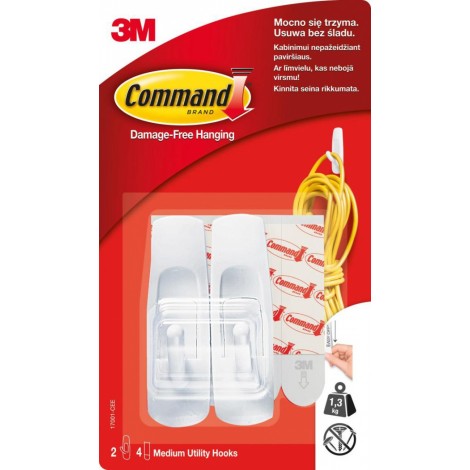 Haczyki wielokrotnego użytku COMMAND™ (17001 PL), średnie