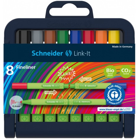 Flamaster SCHNEIDER Link-It, 1,0mm, stojak - podstawka, 8szt. mix kolorów