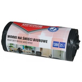 Worki na śmieci biurowe OFFICE PRODUCTS, mocne (LDPE), 120l, 25szt., czarne