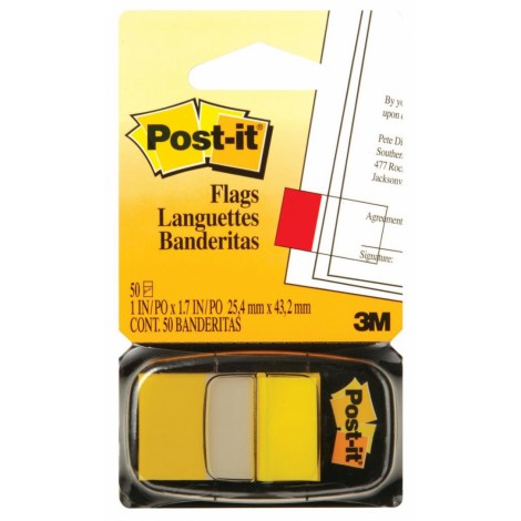 Zakładki indeksujące POST-IT® (680-5), PP, 25,4x43,2mm, 50 kart., żółte