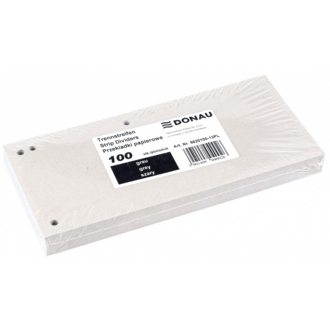 Przekładki DONAU, karton, 1/3 A4, 235x105mm, 100szt., szare