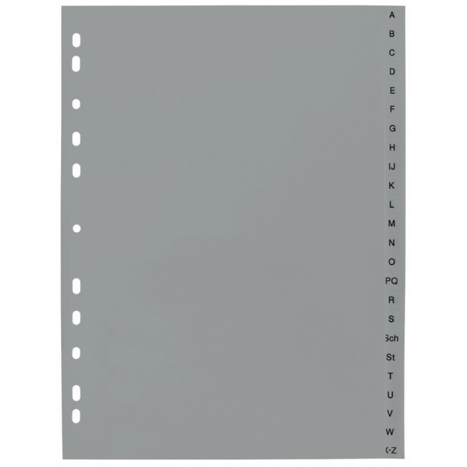 Przekładki polypropylenowa, A4+, A-Z, szare