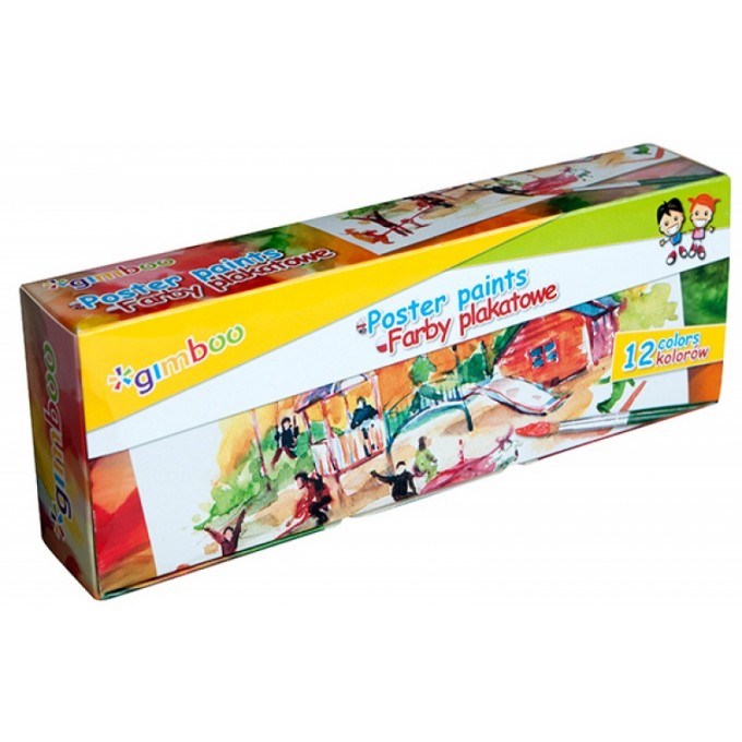 Farby plakatowe GIMBOO, 12x20ml, mix kolorów