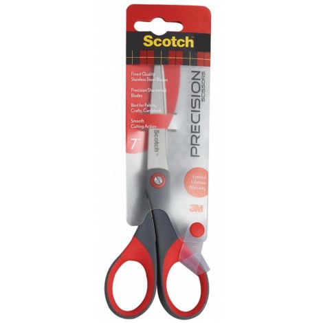 Nożyczki biurowe SCOTCH® (1447), precyzyjne, 18cm, czerwono-szare